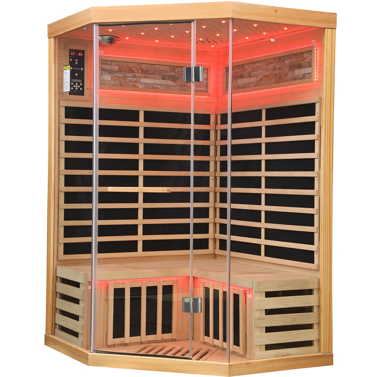 Canadian Hemlock Two-Person Sauna with Starry Sky Lighting