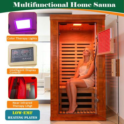 Single-Person Infrared Sauna | Bluetooth, LCD & 7-Color Lighting