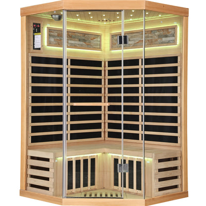 Canadian Hemlock Two-Person Sauna with Starry Sky Lighting