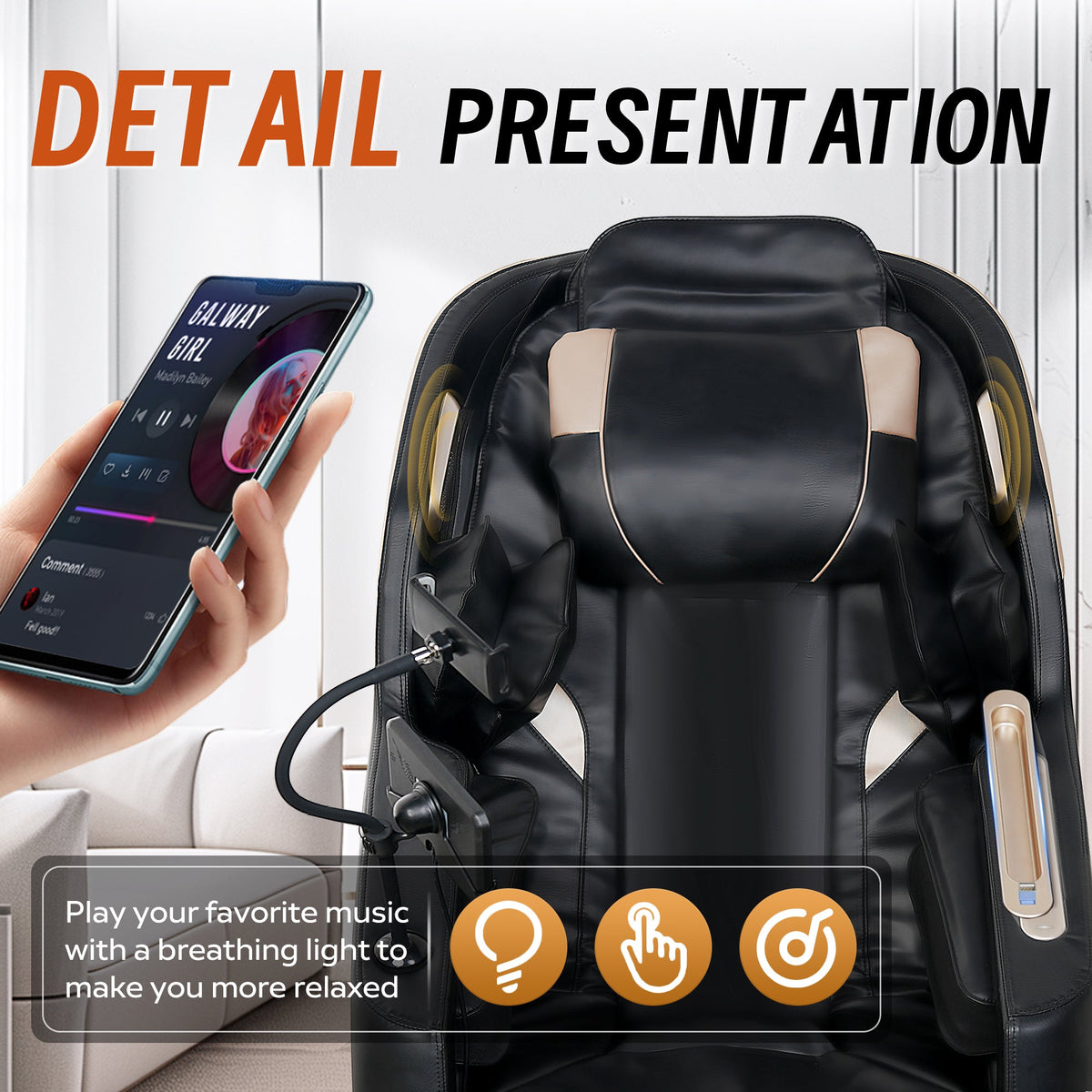 Zero-Gravity Full-Body Air Pressure Massage Chair with Bluetooth Speakers