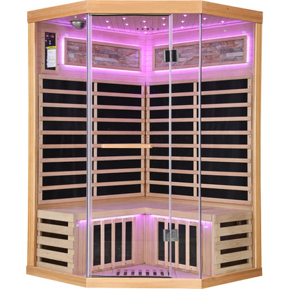 Canadian Hemlock Two-Person Sauna with Starry Sky Lighting