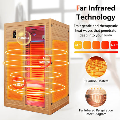 2-Person Hemlock Far Infrared Sauna with Red & Near-Infrared Light Panel