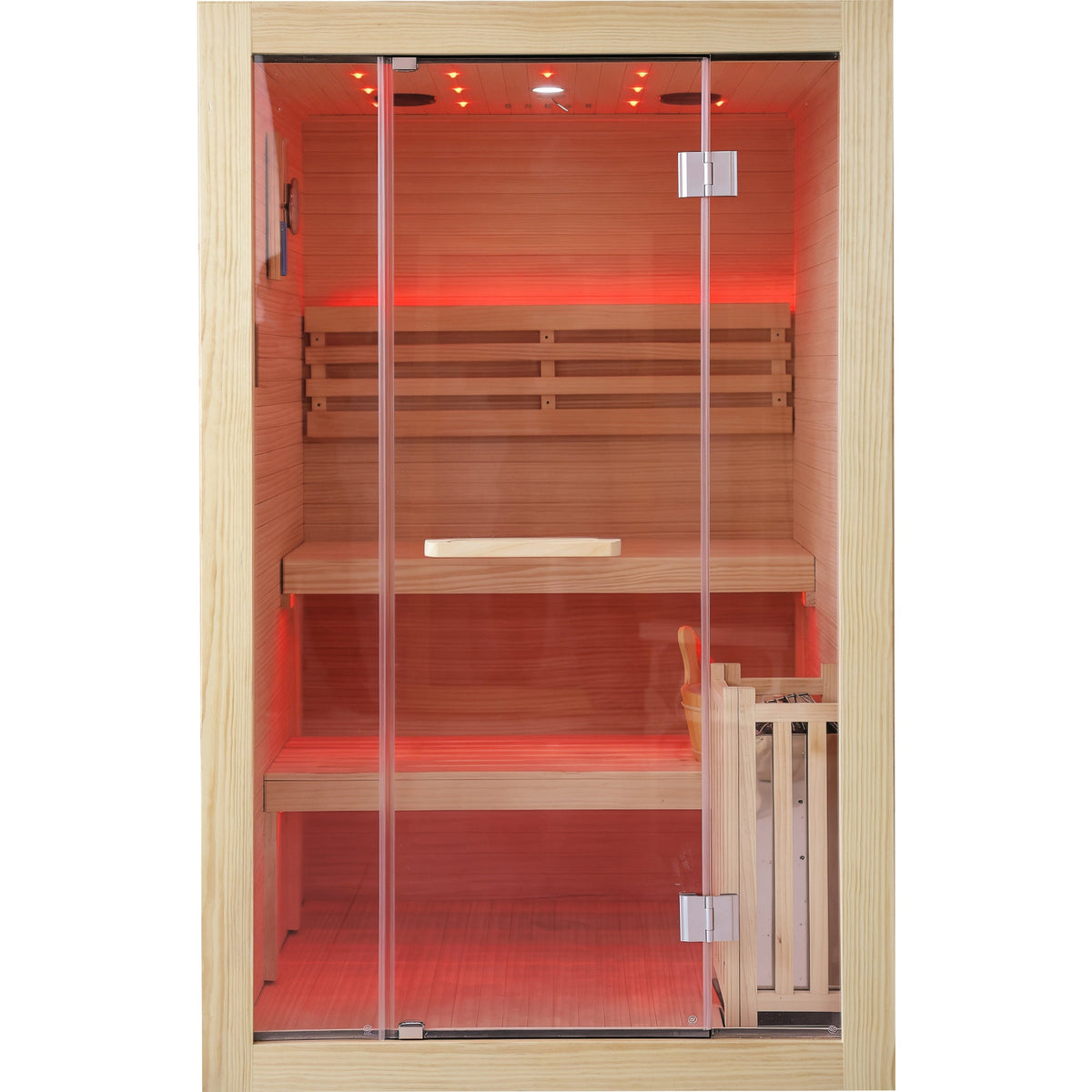 HOSAUNA 3000W Chilean Pine Two-Person Sauna with Metal Heater