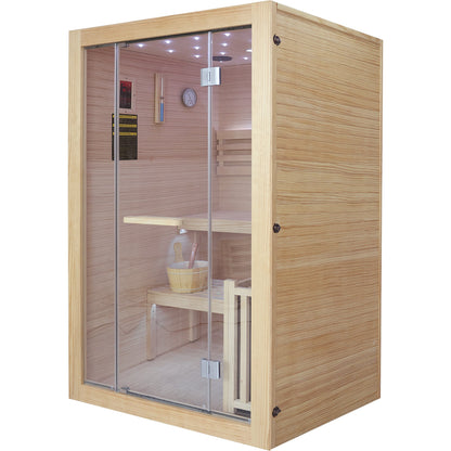 HOSAUNA 3000W Chilean Pine Two-Person Sauna with Metal Heater