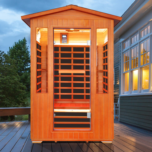 Fir and Red Cedar Two-Person Outdoor Sauna with 8 Heating Panels