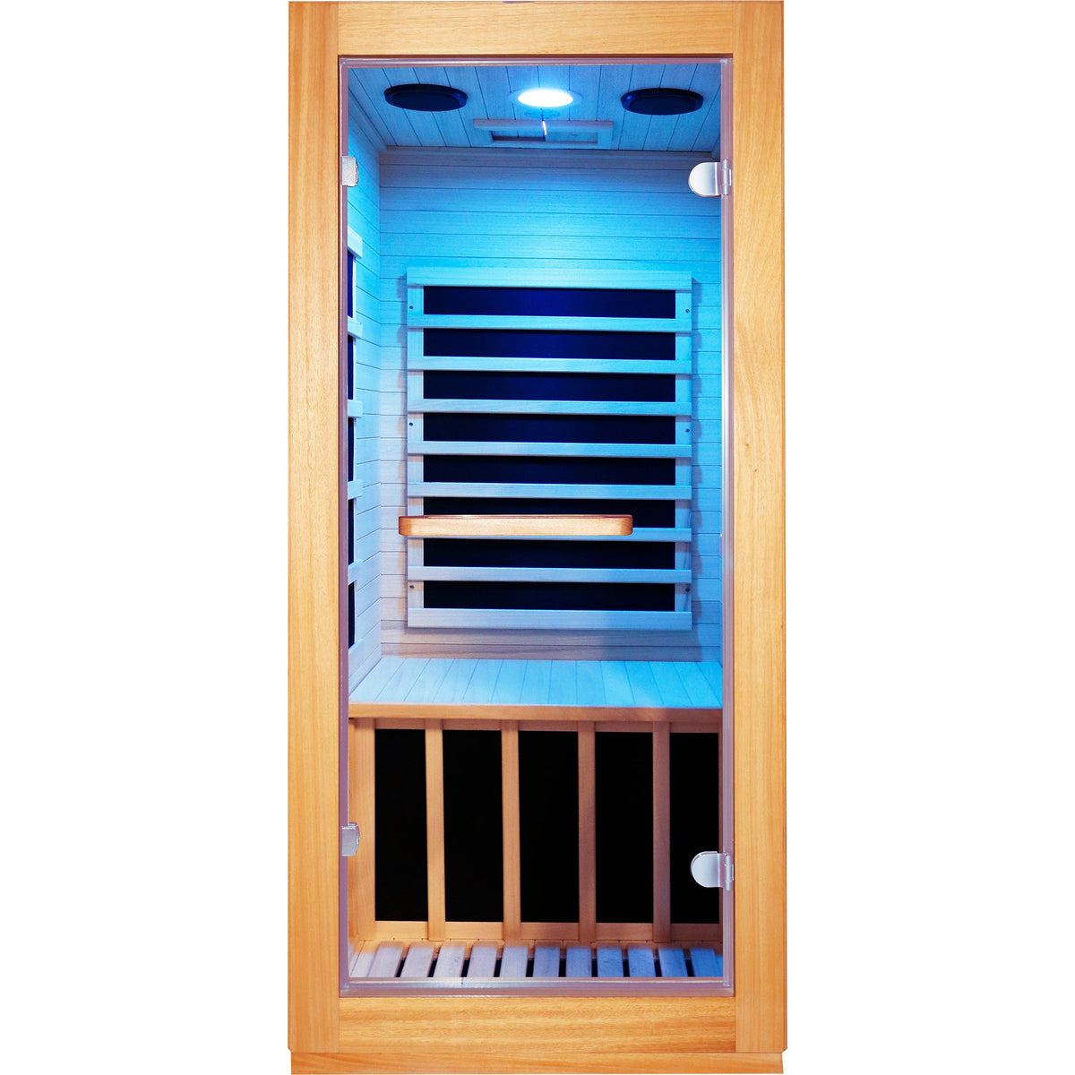 AUS Wood One-Person Infrared Sauna with 10-Color Lighting