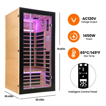 Single-Person Infrared Sauna | Starlight Ceiling & Carbon Heat