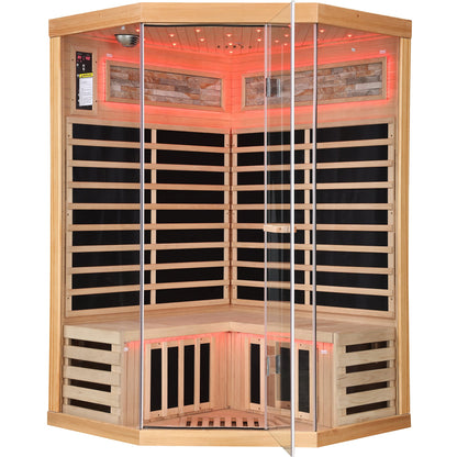 Canadian Hemlock Two-Person Sauna with Starry Sky Lighting