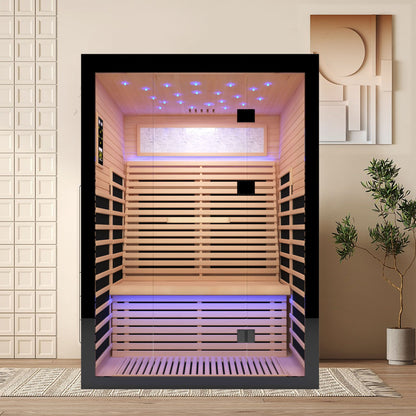 2-Person Hemlock Far Infrared Sauna with Starry Sky Lighting