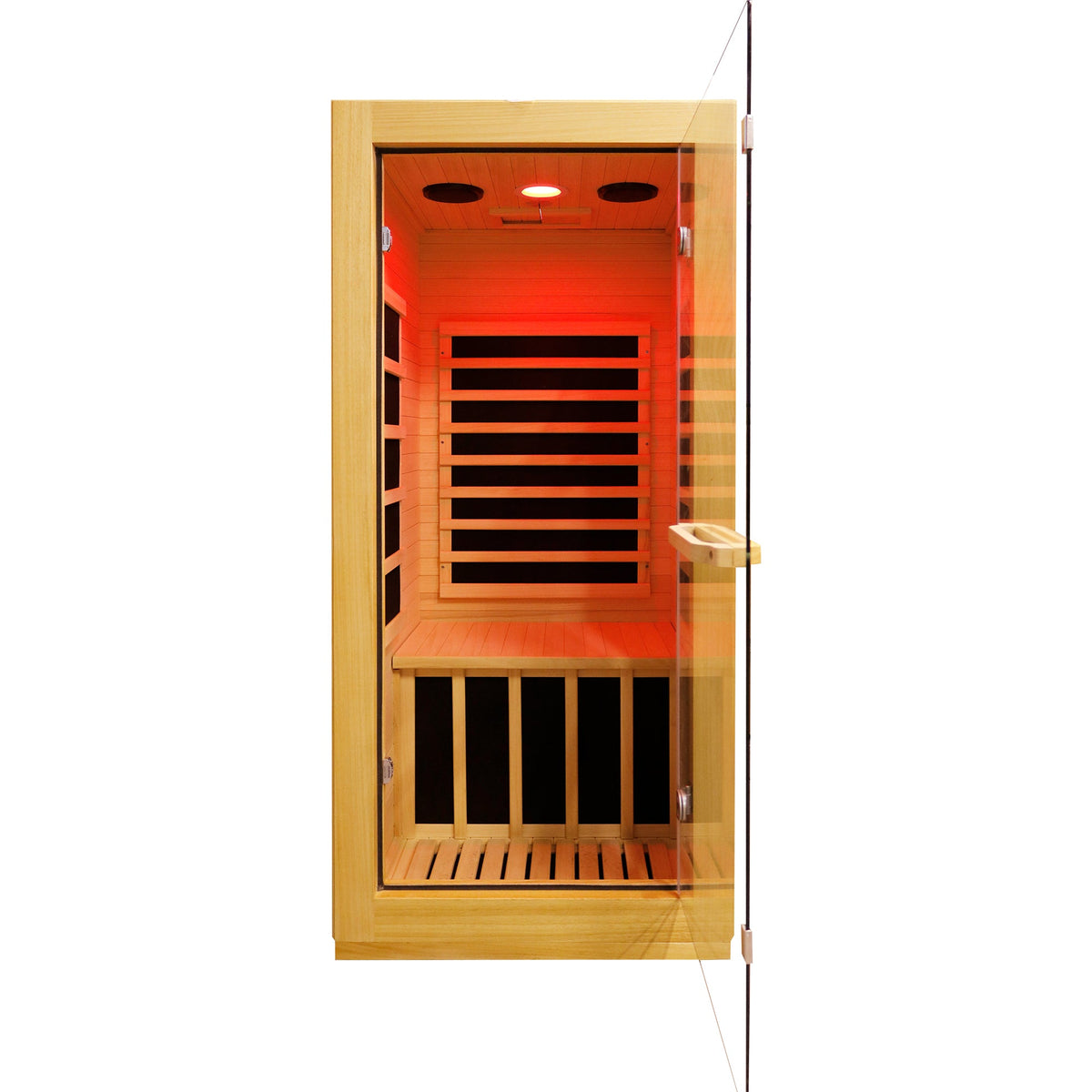 AUS Wood One-Person Infrared Sauna with 10-Color Lighting