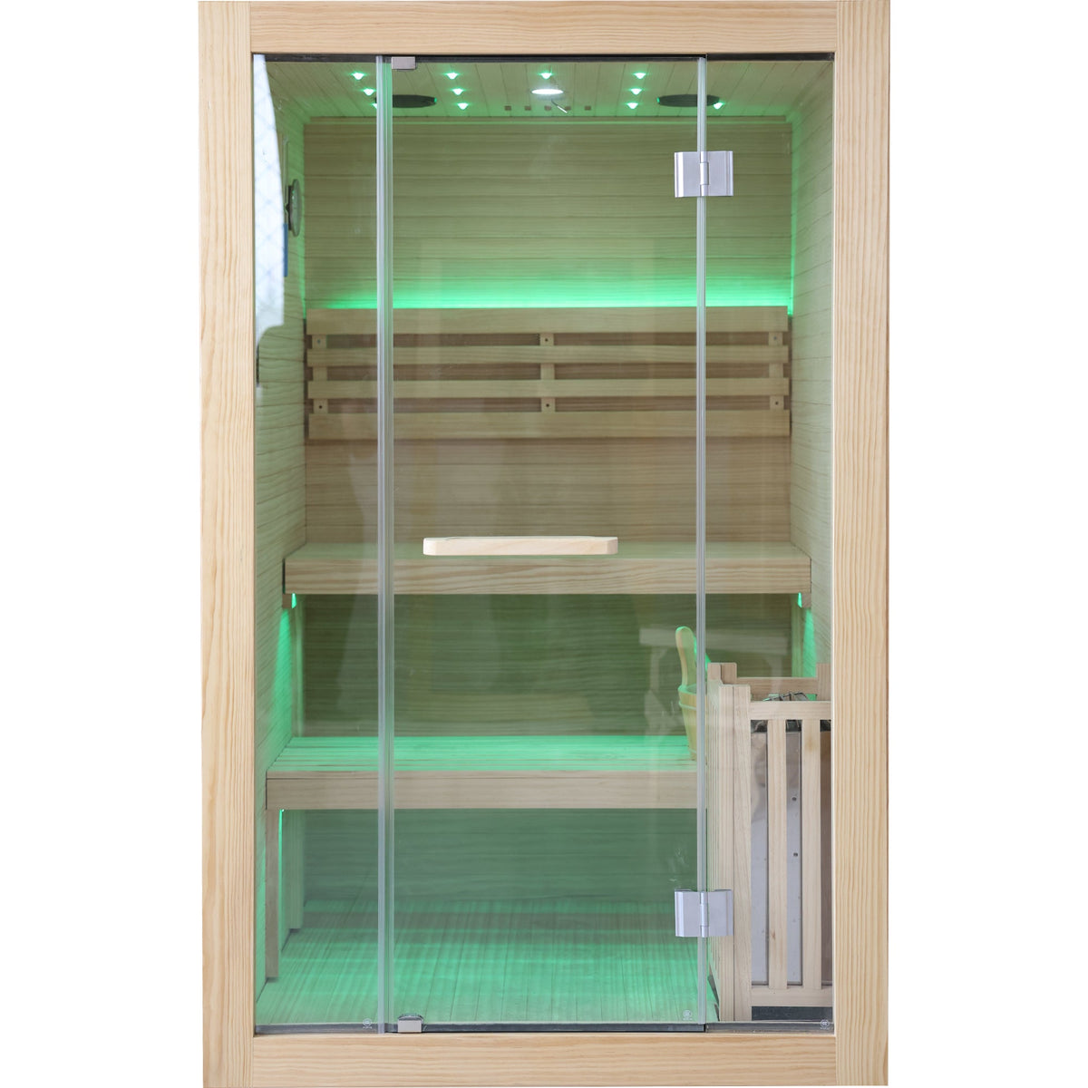 HOSAUNA 3000W Chilean Pine Two-Person Sauna with Metal Heater