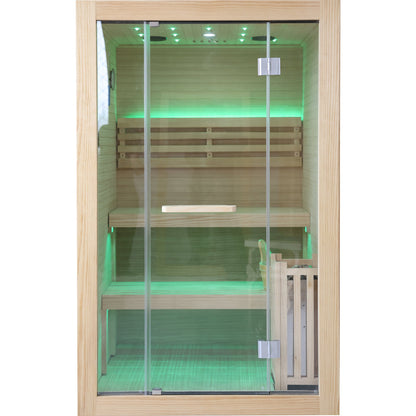 HOSAUNA 3000W Chilean Pine Two-Person Sauna with Metal Heater