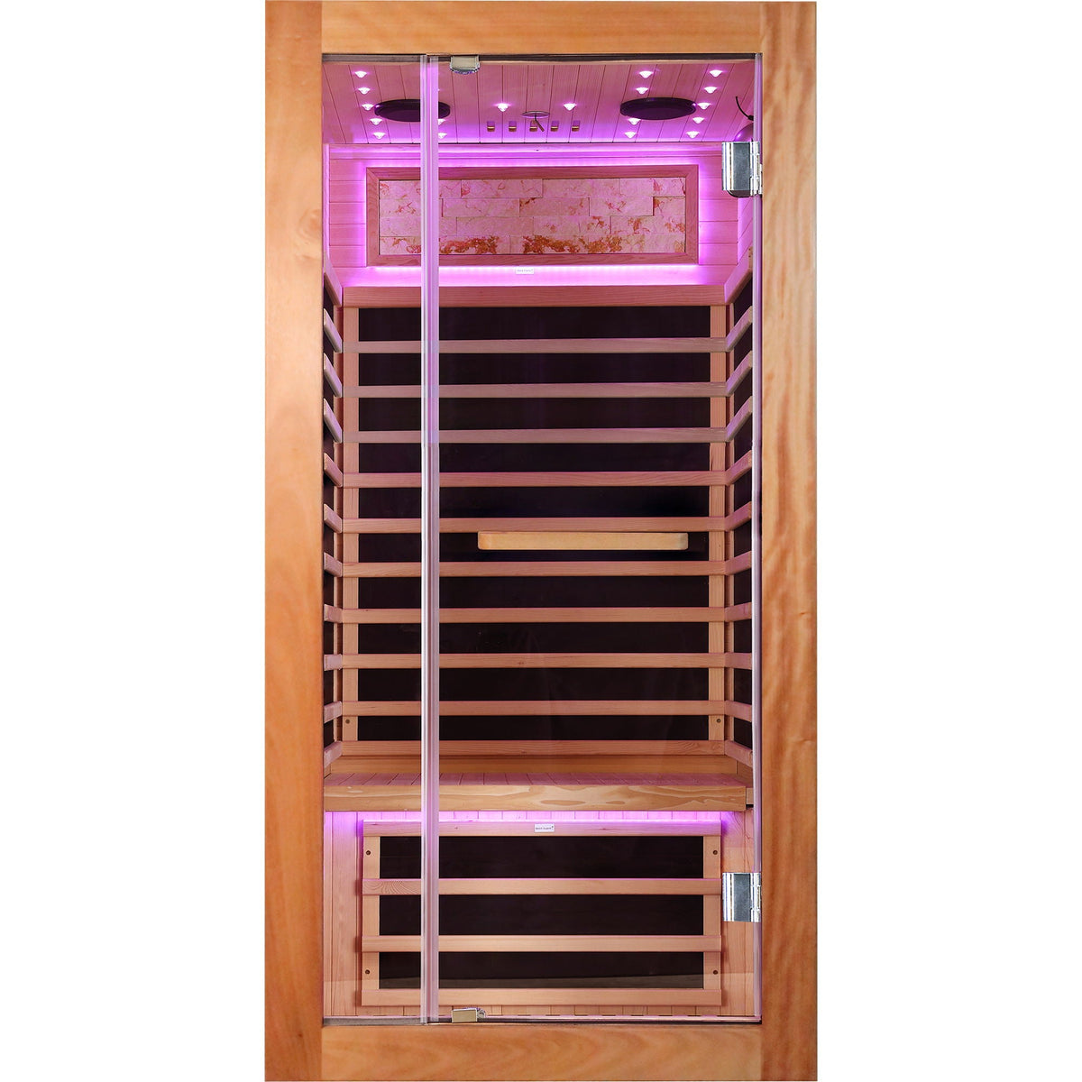 American White Oak One-Person Sauna with LED Lighting