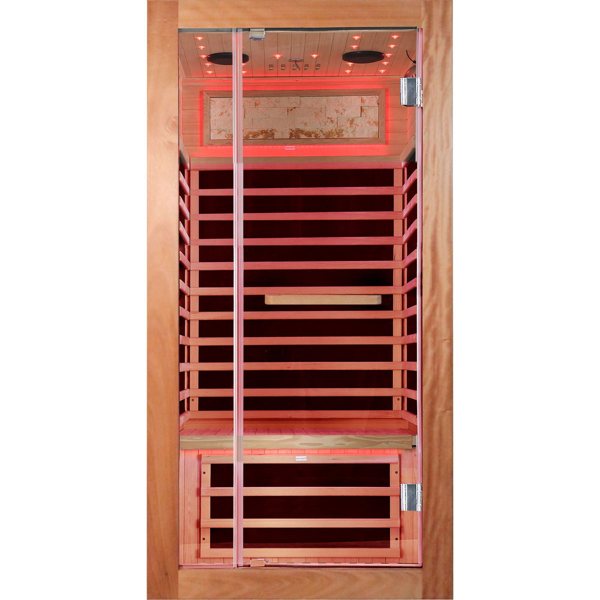 American White Oak One-Person Sauna with LED Lighting