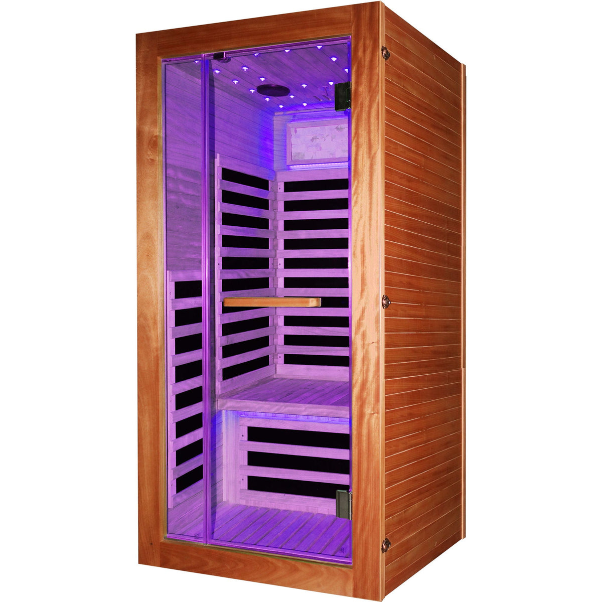 American White Oak One-Person Sauna with LED Lighting