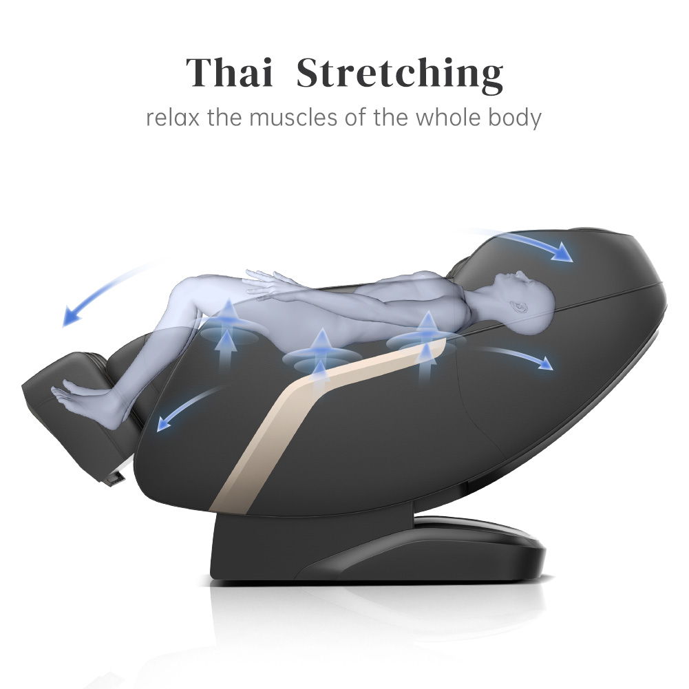 3D SL-Track Full-Body Zero-Gravity Massage Chair with Thai Stretch – Black