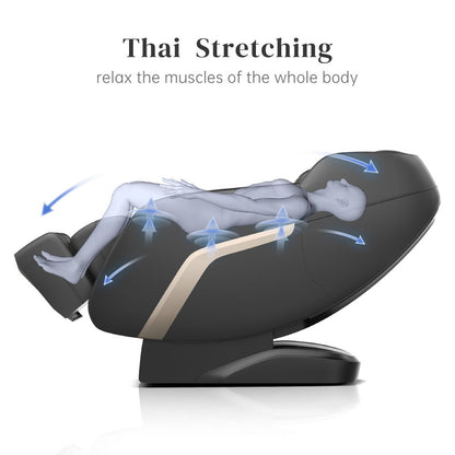 3D SL-Track Full-Body Zero-Gravity Massage Chair with Thai Stretch – Black