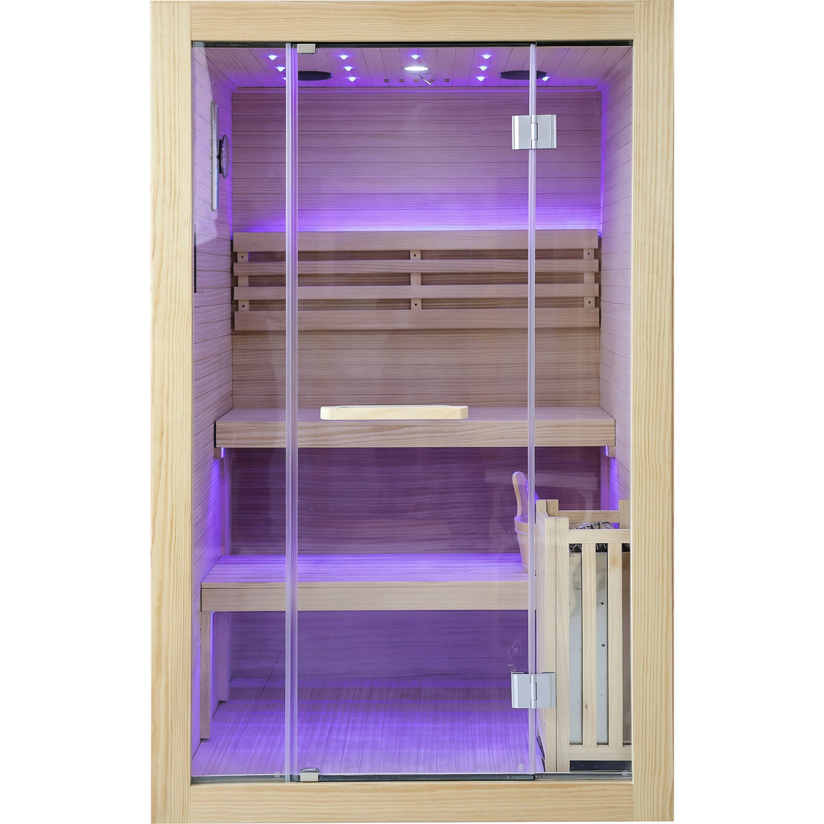 HOSAUNA 3000W Chilean Pine Two-Person Sauna with Metal Heater
