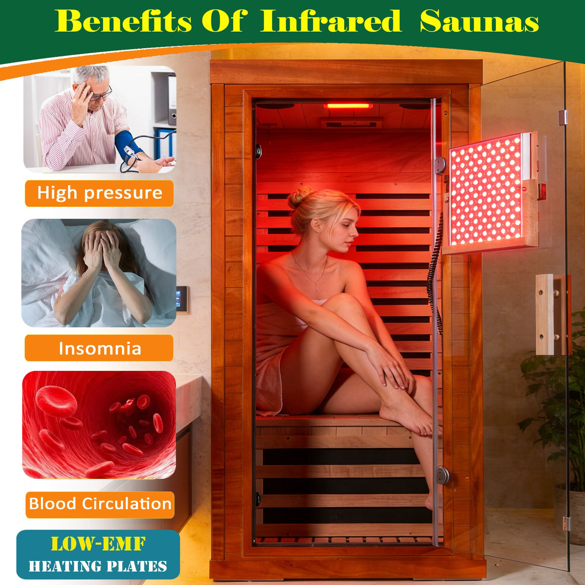 Single-Person Infrared Sauna | Bluetooth, LCD & 7-Color Lighting