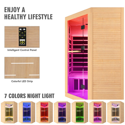 2-Person Eastern Canadian Hemlock Corner Infrared Sauna