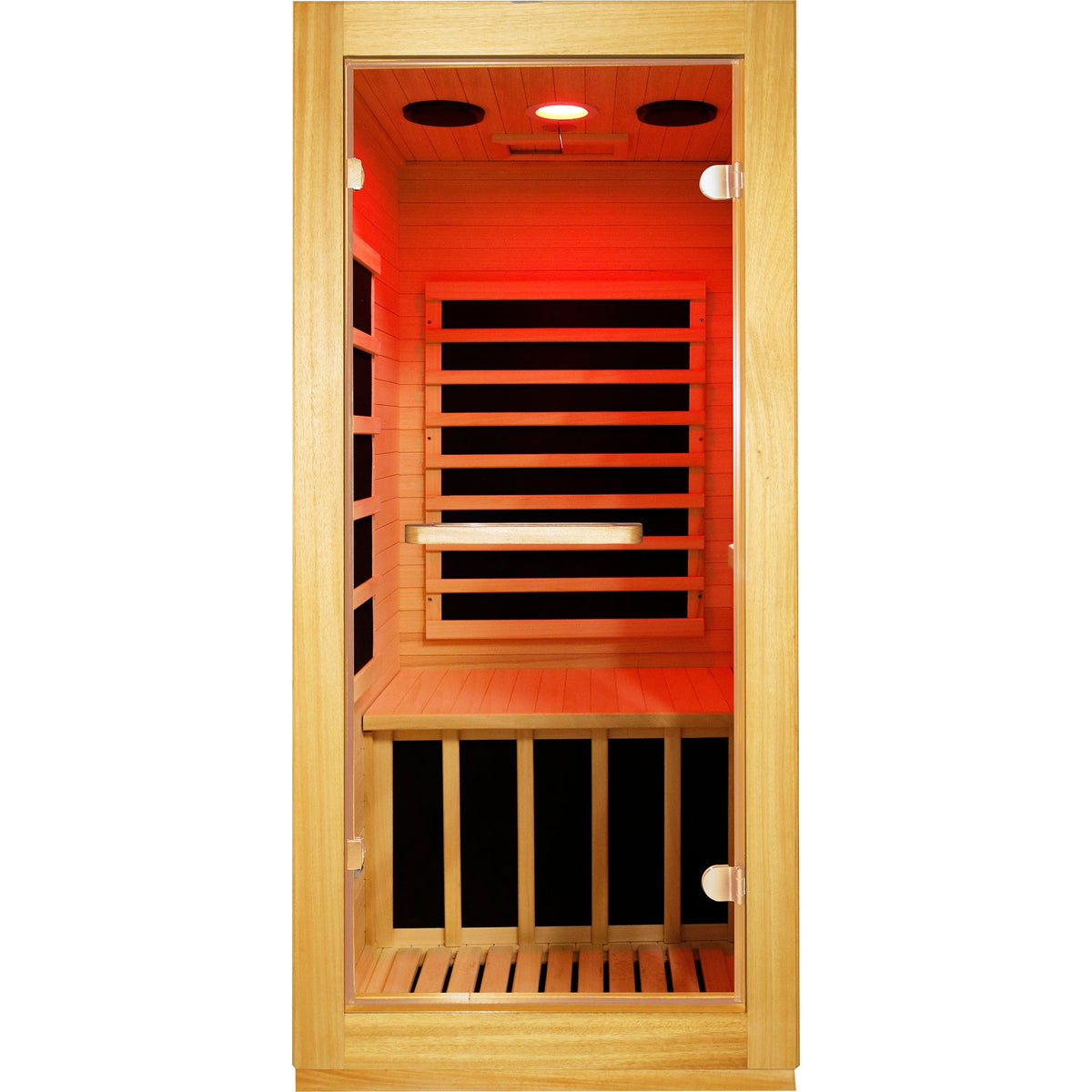 AUS Wood One-Person Infrared Sauna with 10-Color Lighting
