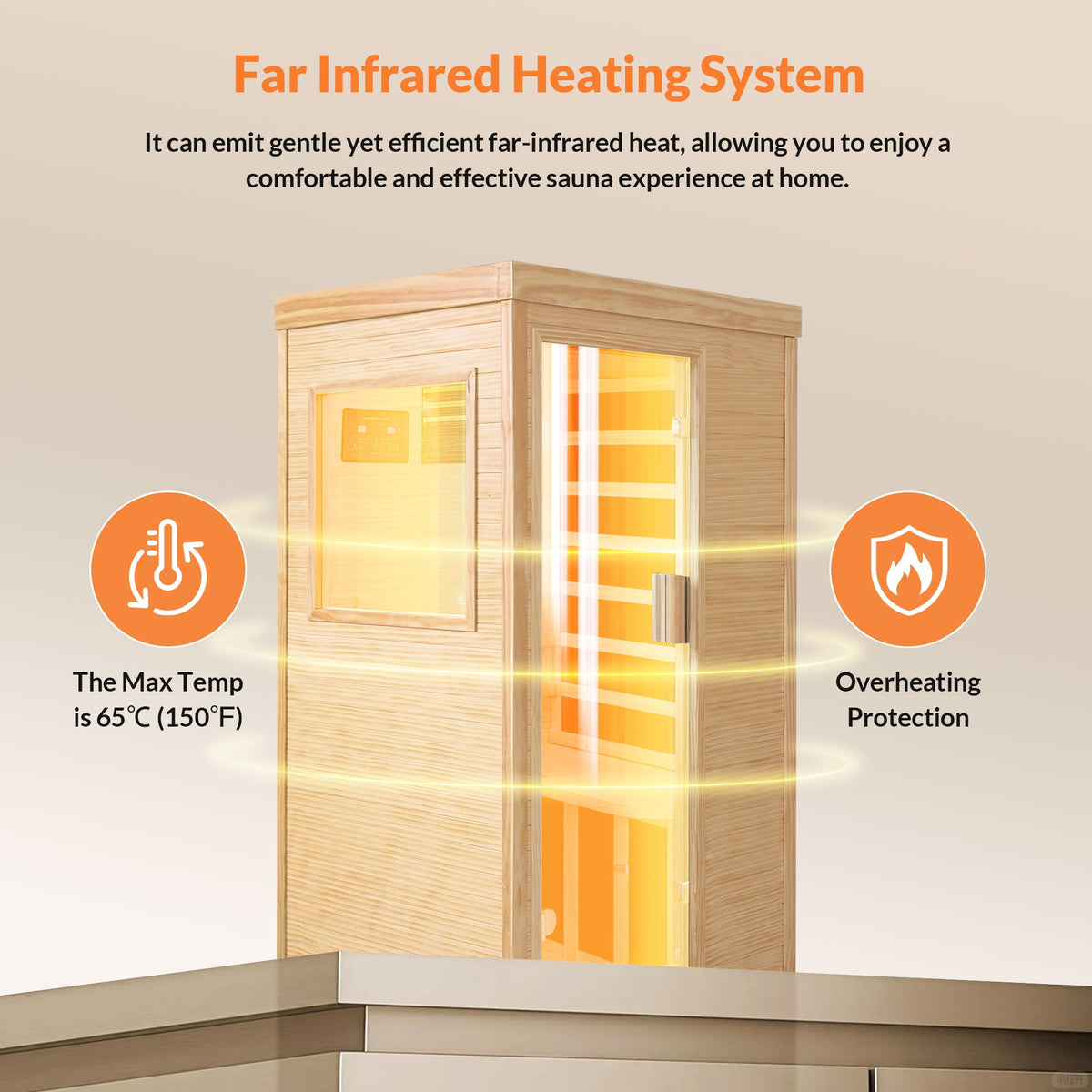 HOSAUNA Chilean Pine One-Person Sauna with Ambient Lighting