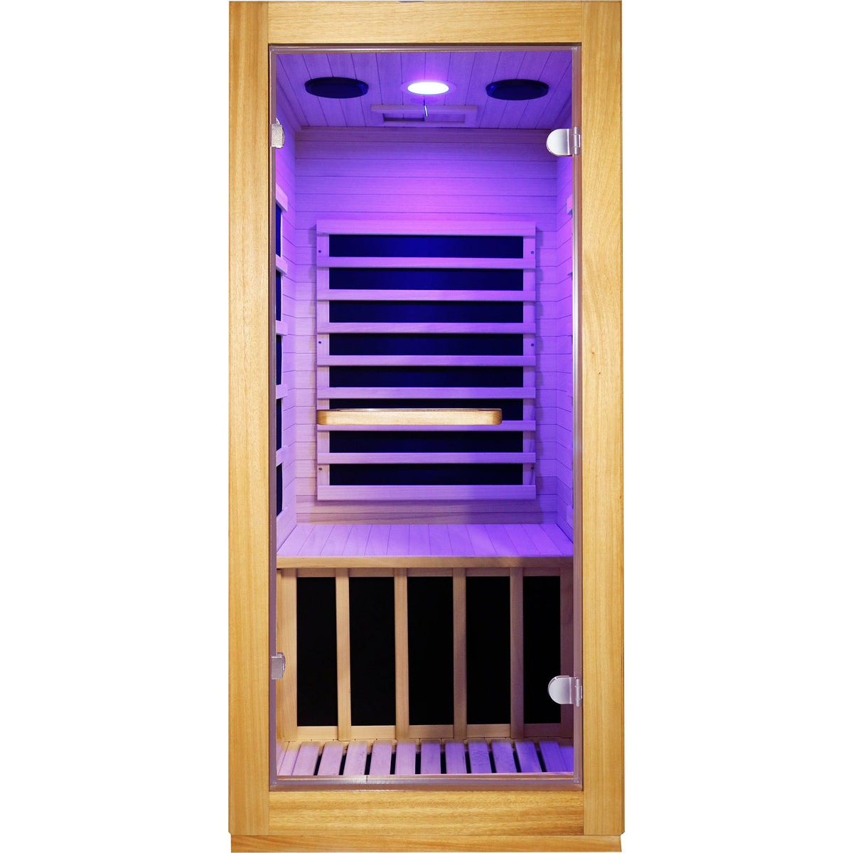 AUS Wood One-Person Infrared Sauna with 10-Color Lighting