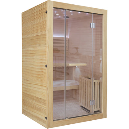 HOSAUNA 3000W Chilean Pine Two-Person Sauna with Metal Heater