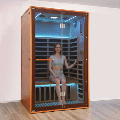 Canadian Hemlock Two-Person Sauna with Carbon Heating Panels