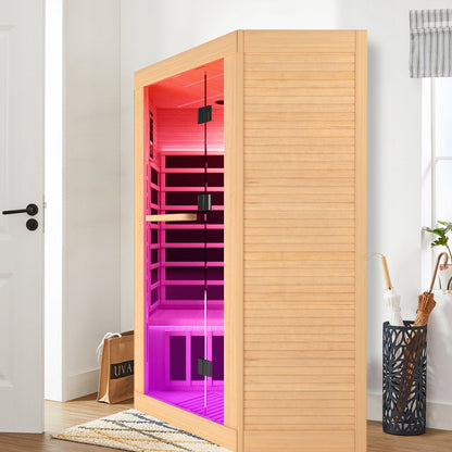 2-Person Eastern Canadian Hemlock Corner Infrared Sauna