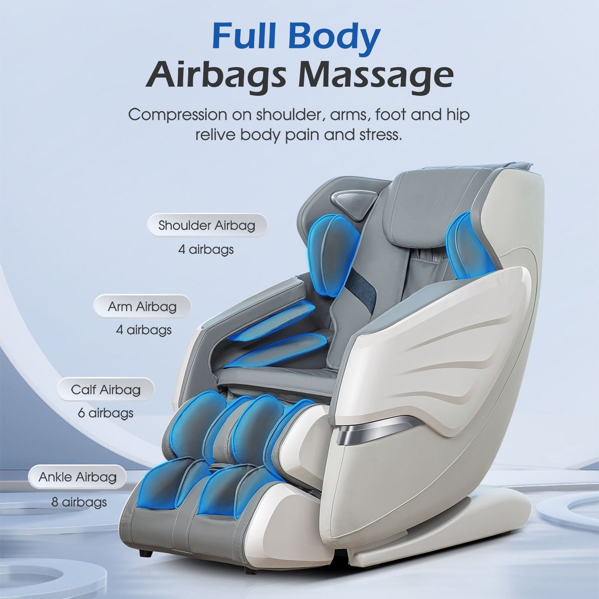 Bosscare GR8686 3D SL-Track Zero-Gravity Massage Chair with AI Voice and App Control – Gray