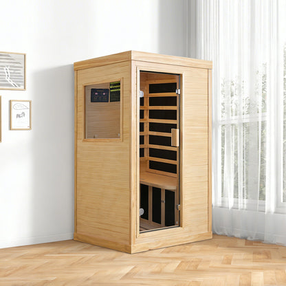 HOSAUNA Chilean Pine One-Person Sauna with Ambient Lighting