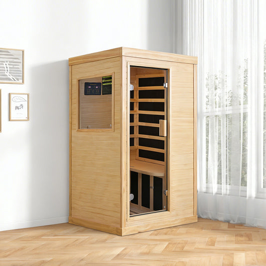 HOSAUNA Chilean Pine One-Person Sauna with Ambient Lighting
