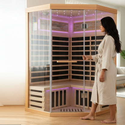 Canadian Hemlock Two-Person Sauna with Starry Sky Lighting