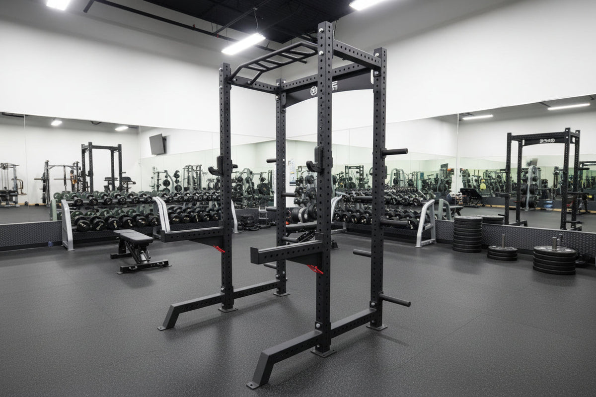 SFE Commercial Squat Rack with Weight Storage | Olympic Bar Included