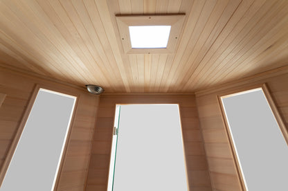 Blisspod, Vienna, Corner Spacious Far Infrared Corner Sauna Canadian Hemlock Ultra Low EMF, 12 Heaters, 4-5 Persons