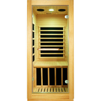 AUS Wood One-Person Infrared Sauna with 10-Color Lighting