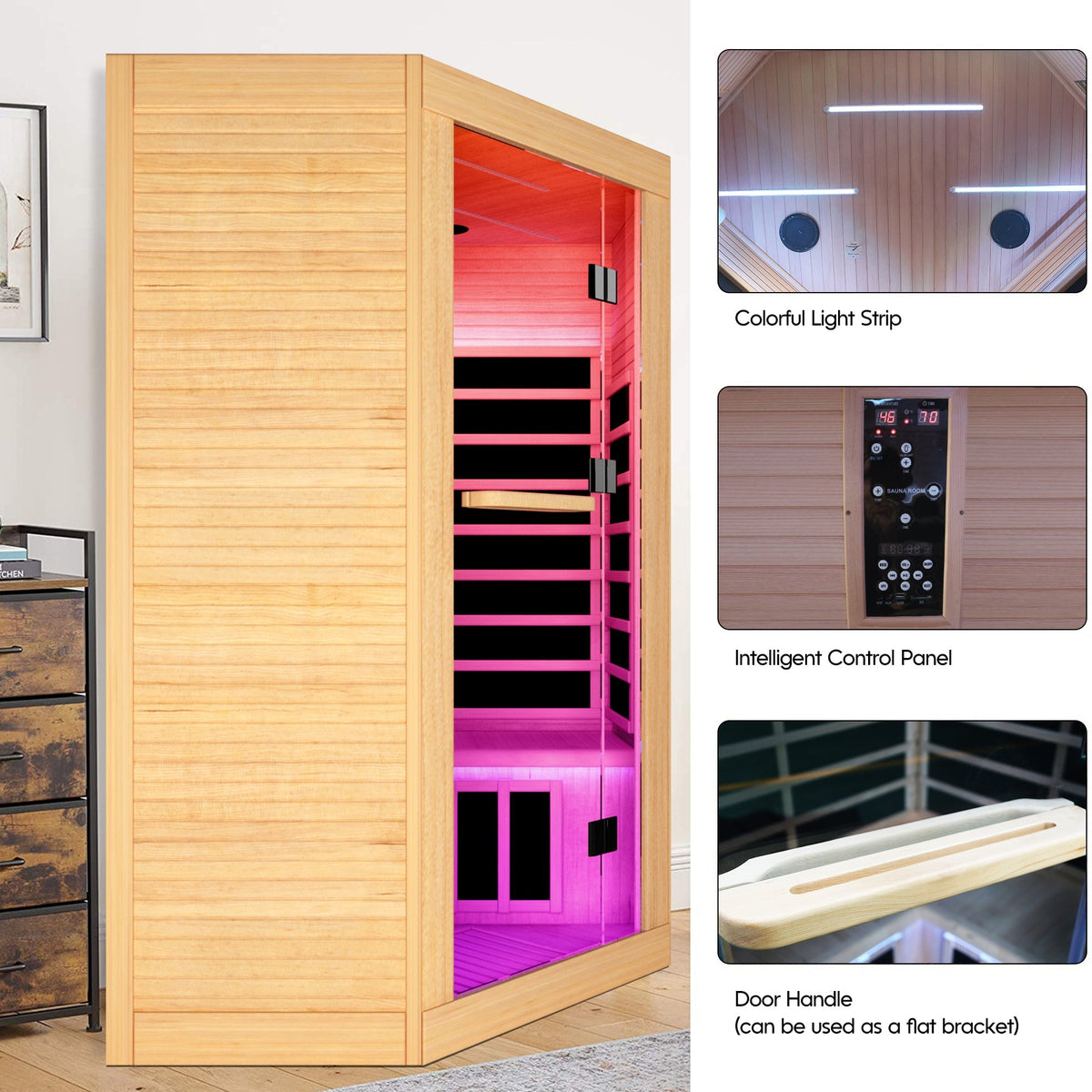 2-Person Eastern Canadian Hemlock Corner Infrared Sauna
