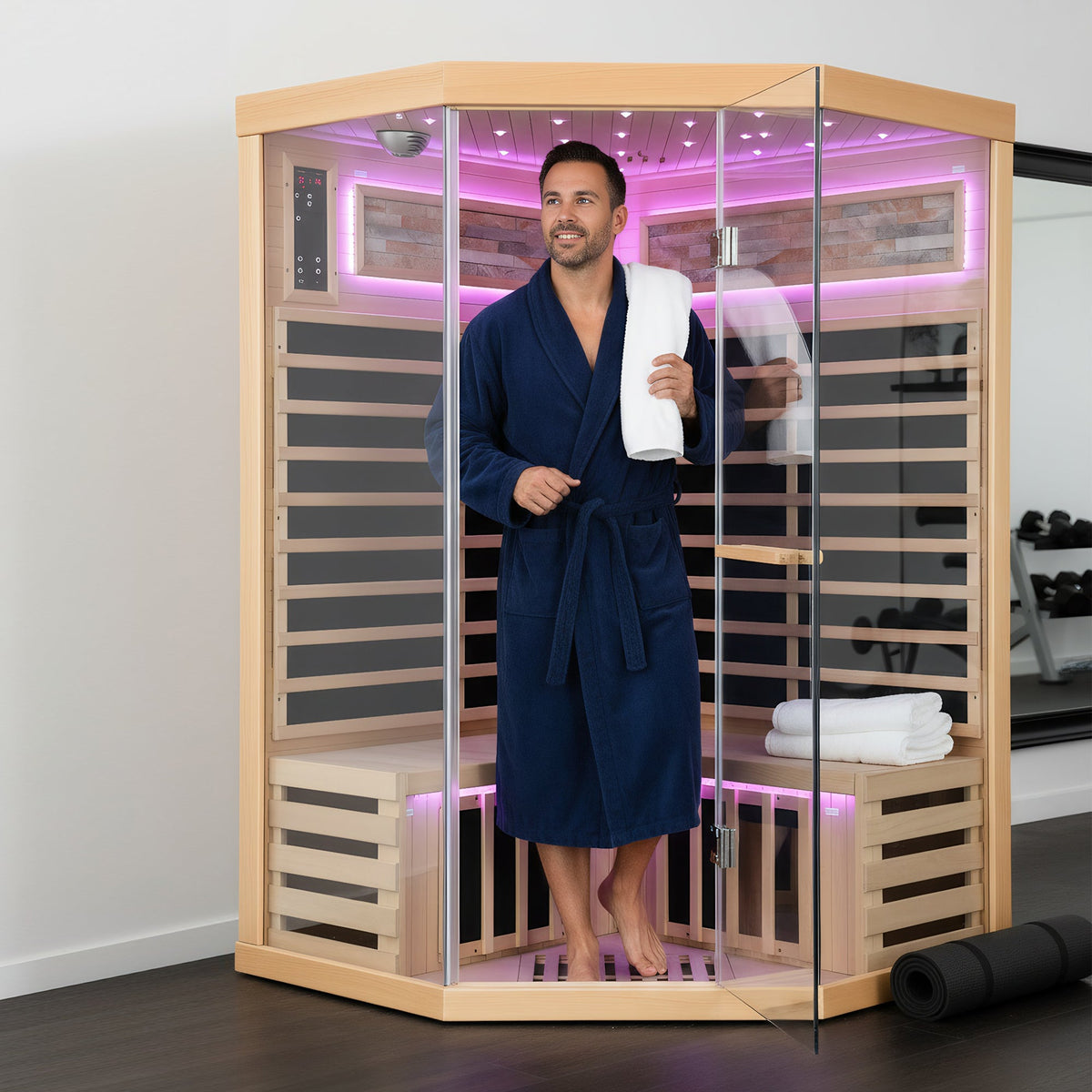 Canadian Hemlock Two-Person Sauna with Starry Sky Lighting