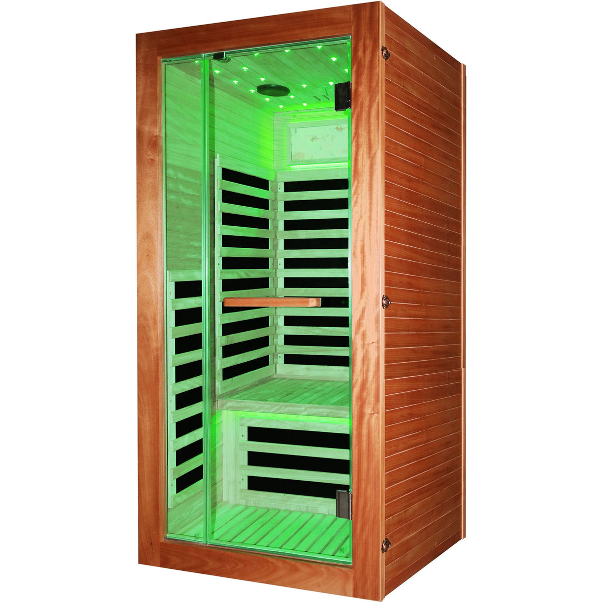 American White Oak One-Person Sauna with LED Lighting