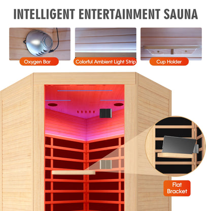 2-Person Eastern Canadian Hemlock Corner Infrared Sauna