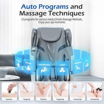 Bosscare GR8686 3D SL-Track Zero-Gravity Massage Chair with AI Voice and App Control – Gray