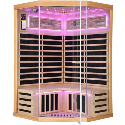 Canadian Hemlock Two-Person Sauna with Starry Sky Lighting