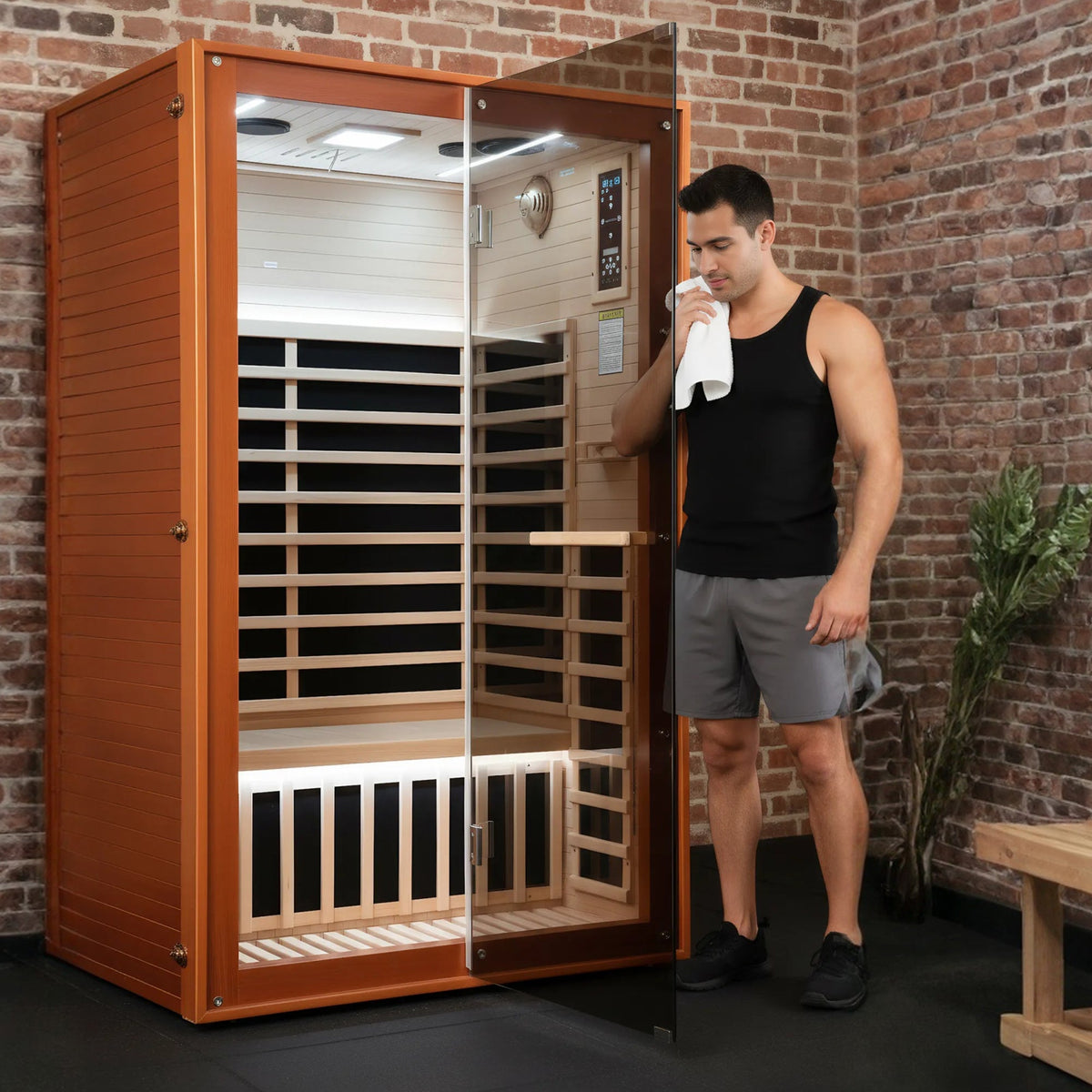 Canadian Hemlock Two-Person Sauna with Carbon Heating Panels
