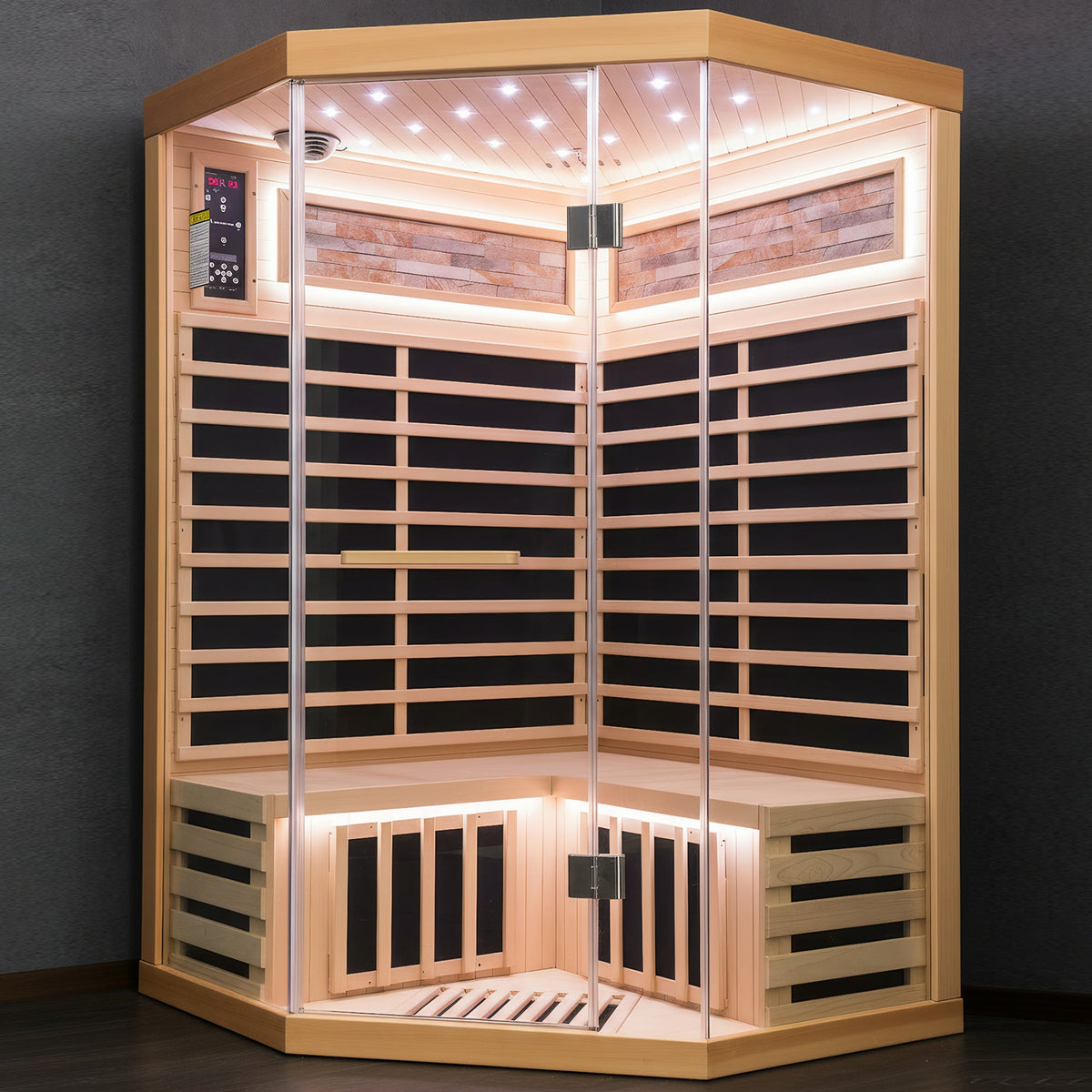 Canadian Hemlock Two-Person Sauna with Starry Sky Lighting