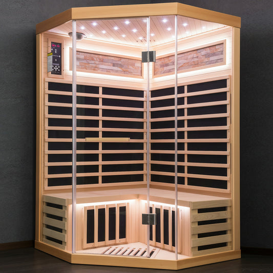 Canadian Hemlock Two-Person Sauna with Starry Sky Lighting