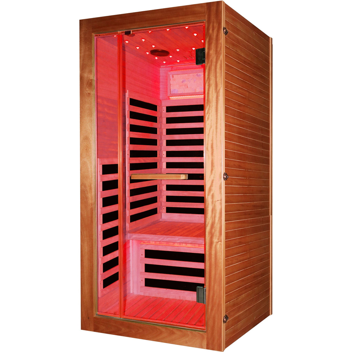 American White Oak One-Person Sauna with LED Lighting