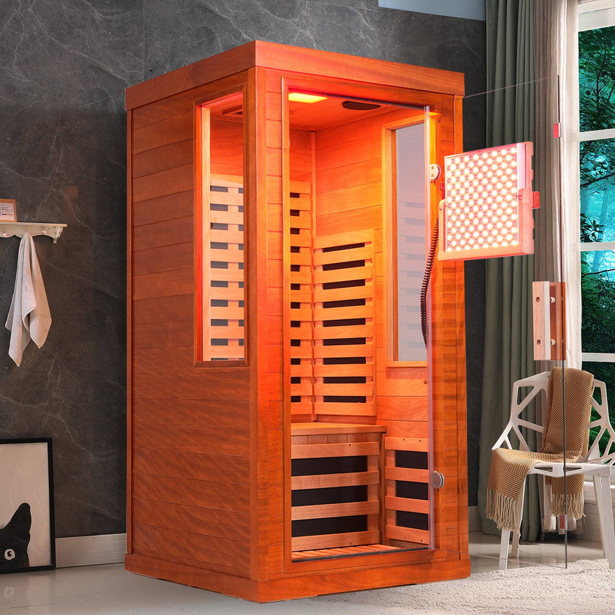 Single-Person Infrared Sauna | Bluetooth, LCD & 7-Color Lighting