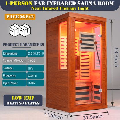 Single-Person Infrared Sauna | Bluetooth, LCD & 7-Color Lighting