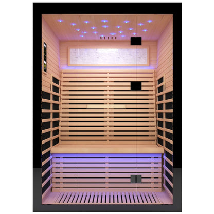 2-Person Hemlock Far Infrared Sauna with Starry Sky Lighting